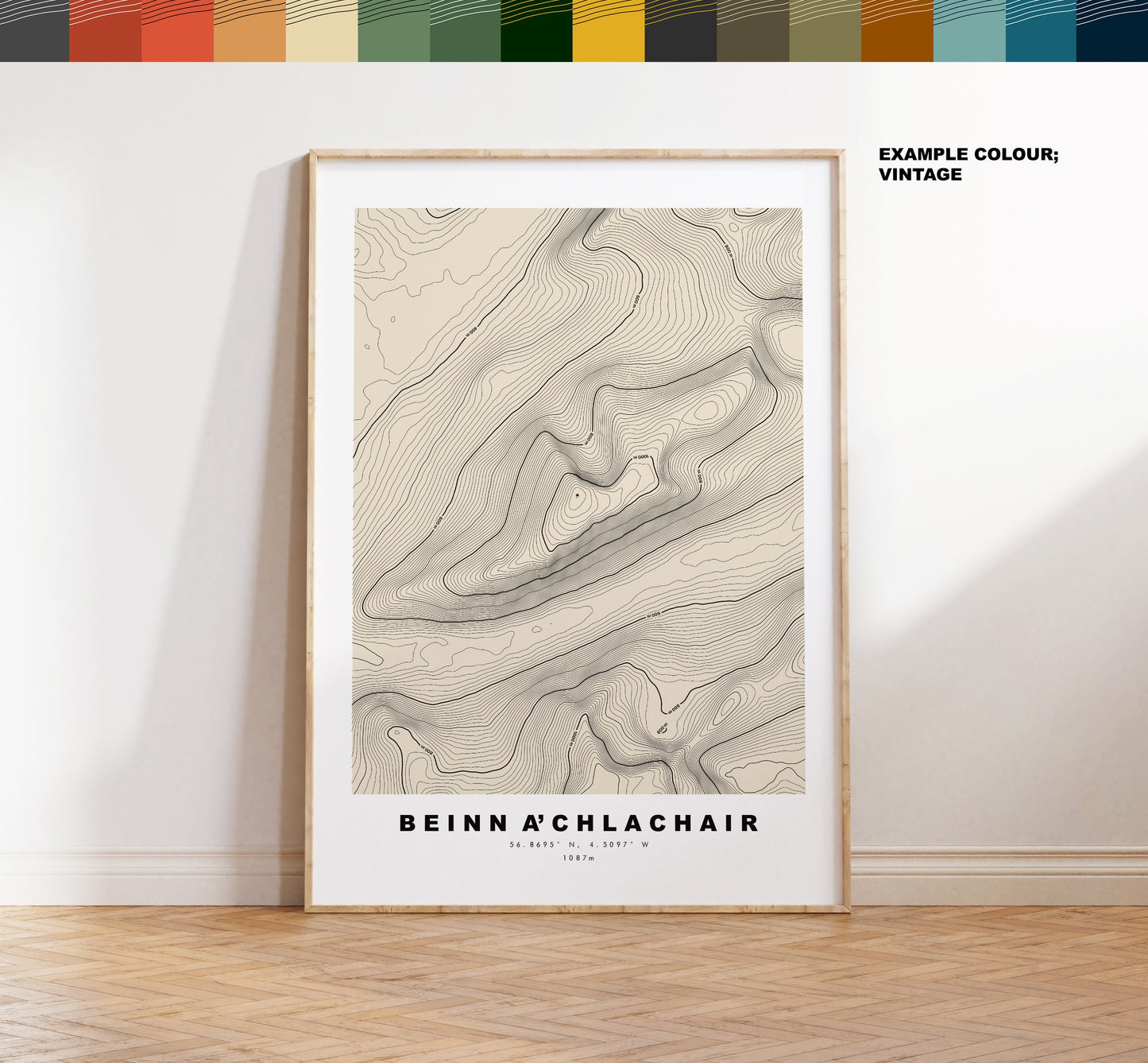 Beinn a'Chlachair Print - Contour Map - Beinn a'Chlachair Poster - Scotland - Topographic Map - Print - Wall Art - Beinn a'Chlachair Map