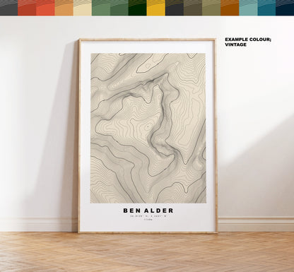 Ben Alder Print - Contour Map - Ben Alder Poster - Scotland - Topographic Map - Print - Wall Art - Beinn Eallair Map