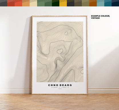 Chno Dearg Print - Contour Map - Chno Dearg Poster - Scotland - Topographic Map - Print - Wall Art - Chno Dearg Map