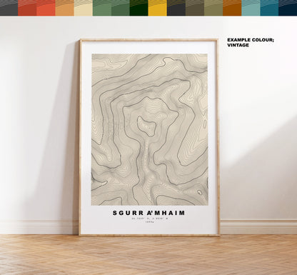 Sgurr a'Mhaim Print - Contour Map - Sgurr a Mhaim Poster - Scotland - Topographic Map - Print - Wall Art - Sgurr a'Mhaim Map