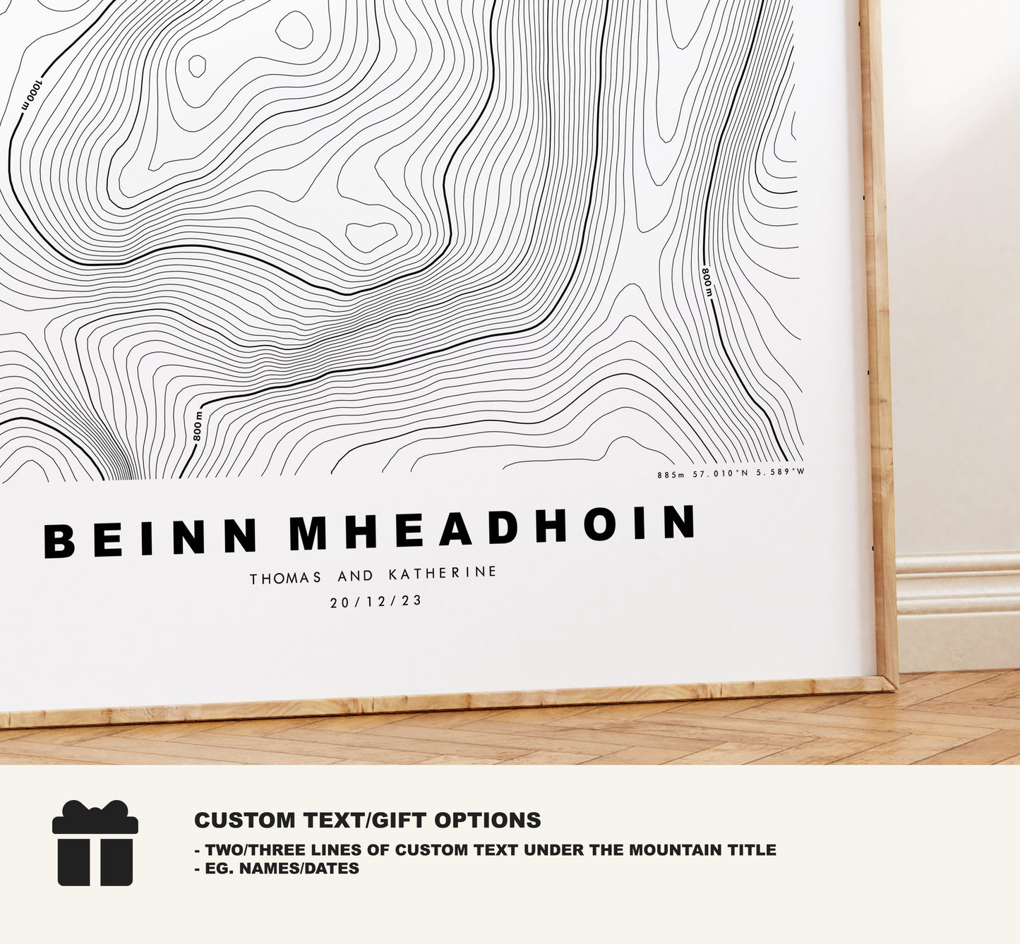 Beinn Mheadhoin Print - Contour Map - Beinn Mheadhoin Poster - Scotland - Topographic Map - Print - Wall Art - Beinn Mheadhoin Map