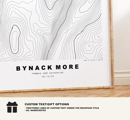 Bynack More Print - Contour Map - Bynack More Poster - Scotland - Topographic Map - Print - Wall Art - Beinn Bheithneag Map