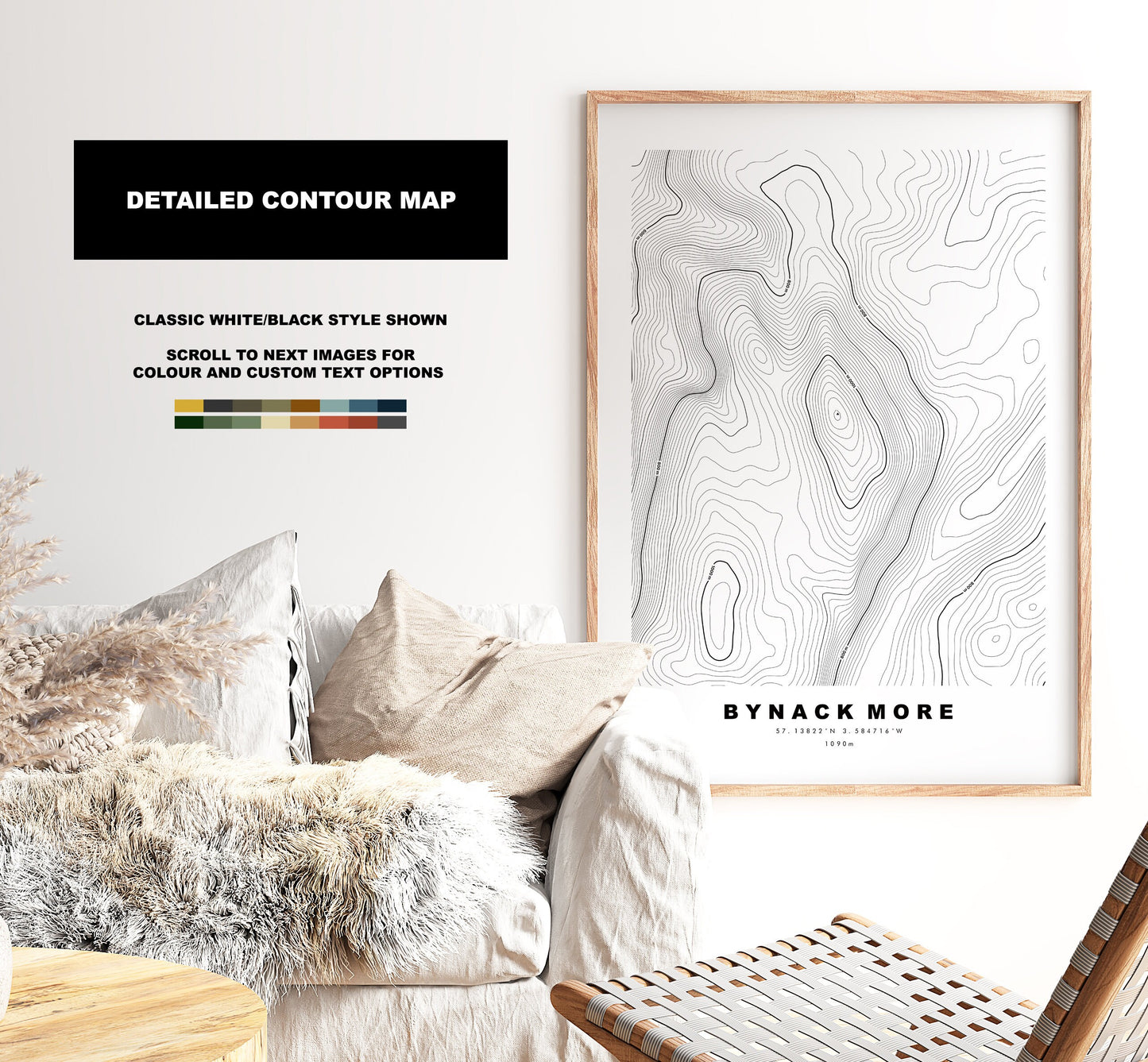 Bynack More Print - Contour Map - Bynack More Poster - Scotland - Topographic Map - Print - Wall Art - Beinn Bheithneag Map