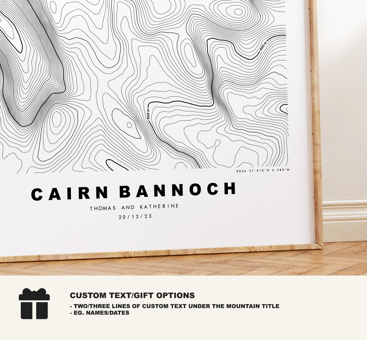 Cairn Bannoch Print - Contour Map - Cairn Bannoch Poster - Scotland - Topographic Map - Print - Wall Art - Càrn a' Bheannaich Map