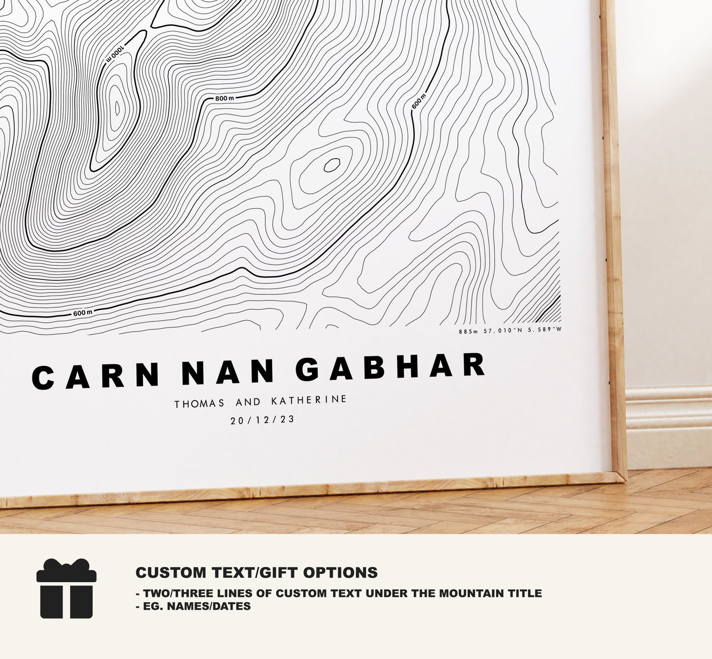 Carn nan Gabhar Print - Contour Map - Beinn a' Ghlò Poster - Scotland - Topographic Map - Print - Wall Art - Beinn a' Ghlò Map