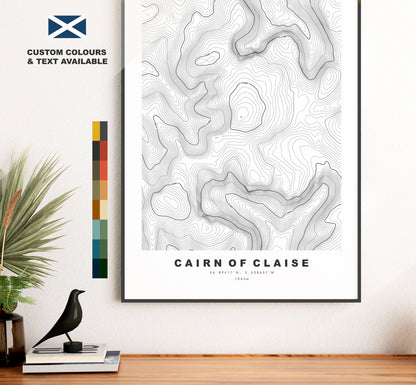 Cairn of Claise Print - Contour Map - Cairn of Claise Poster - Scotland - Topographic Map - Print - Wall Art - Cairn of Claise Map