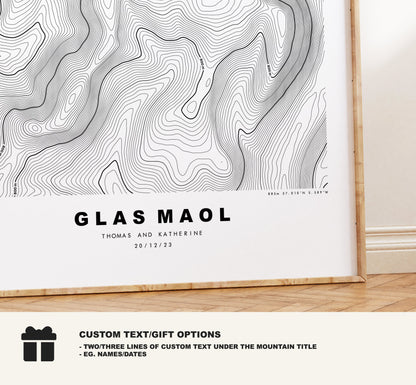 Glas Maol Print - Contour Map - Glas Maol Poster - Scotland - Topographic Map - Print - Wall Art - Glas Maol Map