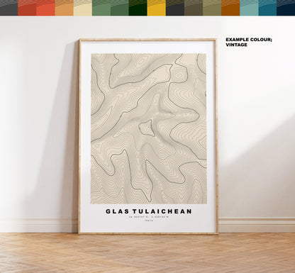 Glas Tulaichean Print - Contour Map - Glas Tulaichean Poster - Scotland - Topographic Map - Print - Wall Art - An Glas-Thulchan Map