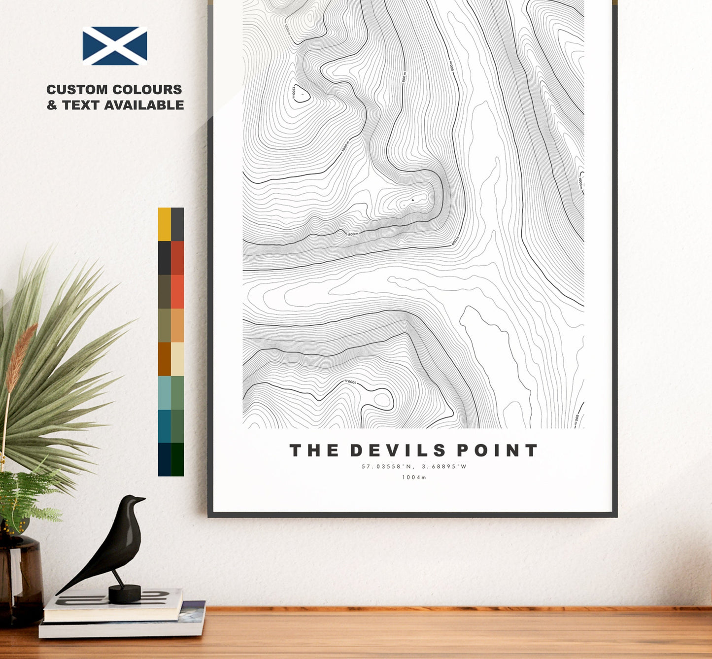 The Devils Point Print - Contour Map - The Devils Point Poster - Scotland - Topographic Map - Print - Wall Art - Bod an Deamhain Map