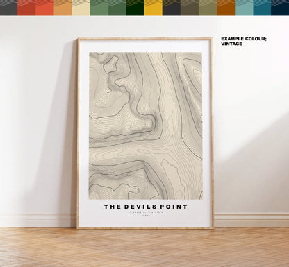 The Devils Point Print - Contour Map - The Devils Point Poster - Scotland - Topographic Map - Print - Wall Art - Bod an Deamhain Map