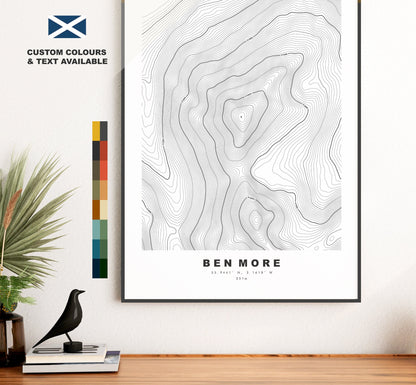 Ben More Print (Grampians) - Contour Map - Ben More Poster - Scotland - Topographic Map - Wall Art - Ben More - Highlands - Breadalbane