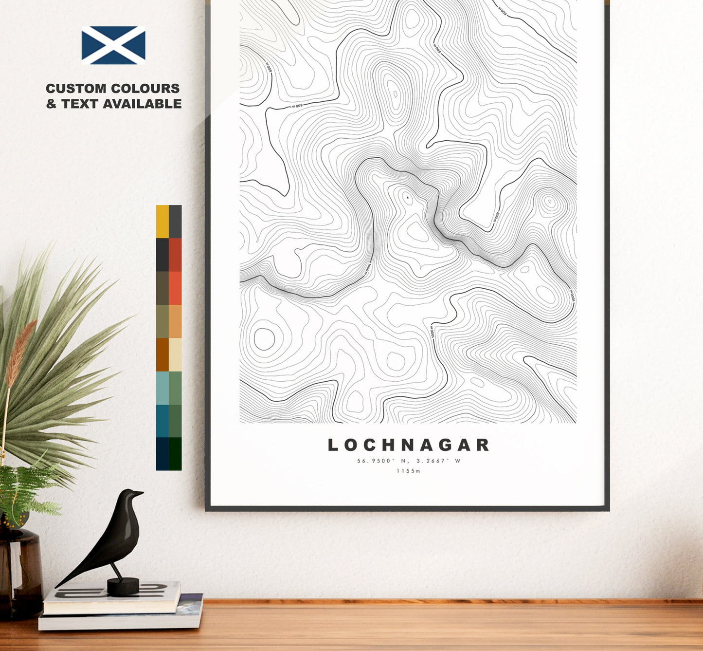 Lochnagar Print - Contour Map - Lochnagar Poster - Scotland - Topographic Map - Print - Wall Art - Lochnagar Map - Cac Carn Beag - Lochnagar