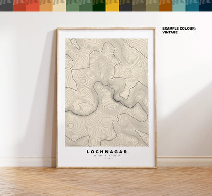 Lochnagar Print - Contour Map - Lochnagar Poster - Scotland - Topographic Map - Print - Wall Art - Lochnagar Map - Cac Carn Beag - Lochnagar