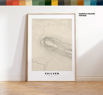 Suilven Print - Contour Map - Suilven Poster - Scotland - Topographic Map - Print - Wall Art - Suilven Map - Inverpolly - Sutherland