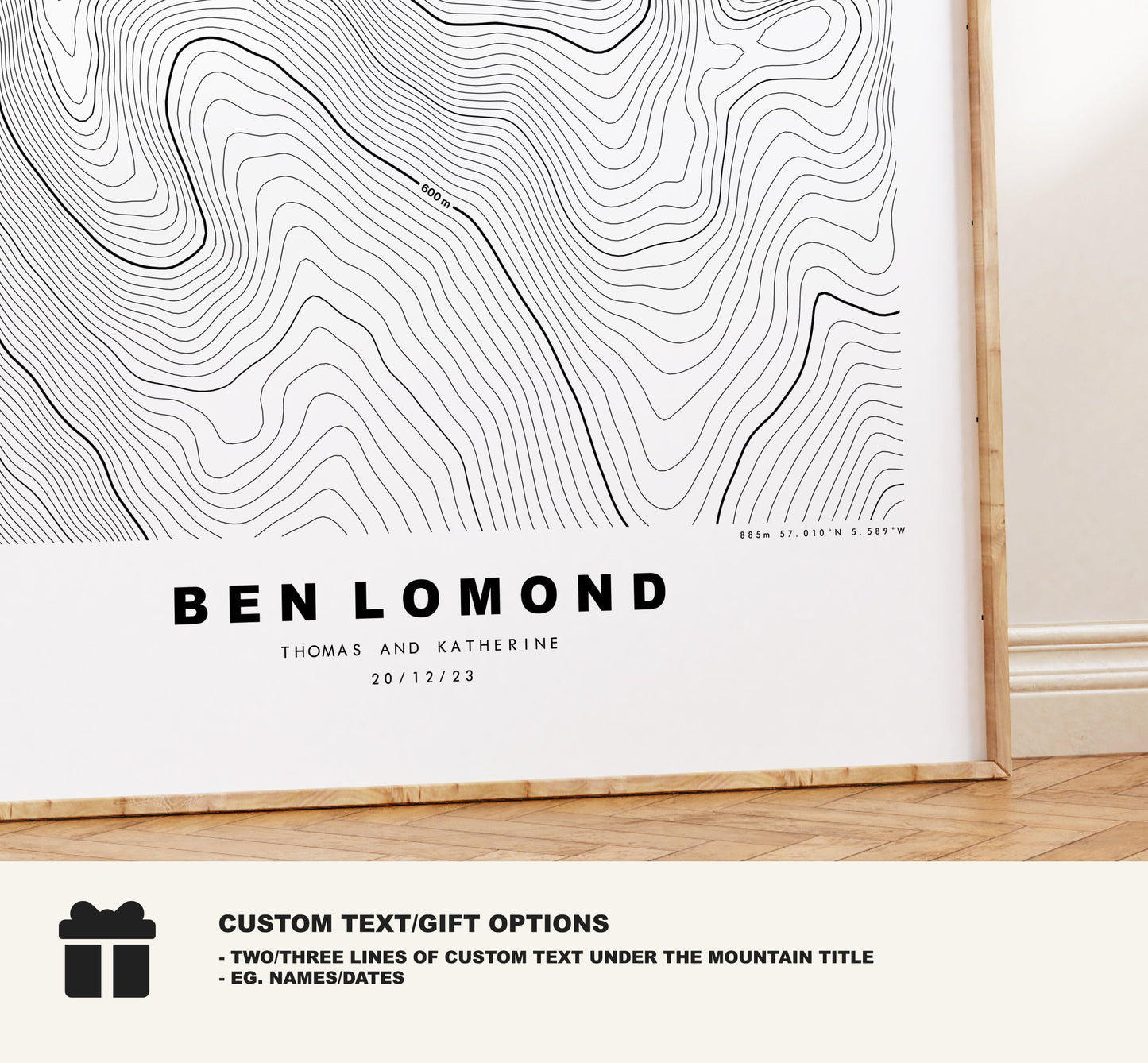 Ben Lomond Print - Contour Map - Ben Lomond Poster - Scotland - Topographic Map - Print - Wall Art - Ben Lomond Map - Munros - Topography