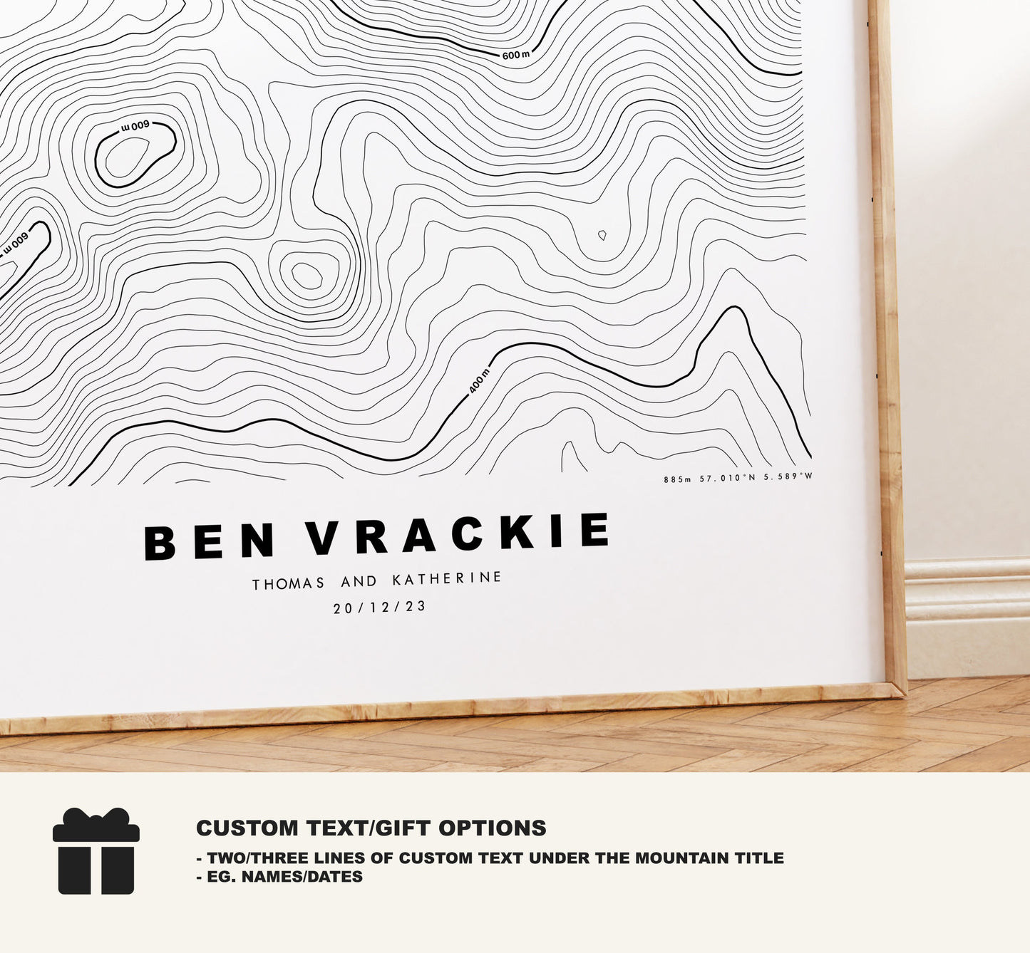 Ben Vrackie Print - Contour Map - Ben Vrackie Poster - Scotland - Topographic Map - Print - Wall Art - Ben Vrackie Map - Perthshire