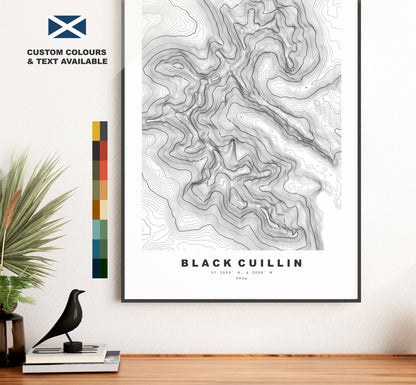 Black Cuillin Print - Contour Map - Black Cuillin Map - Scotland - Topographic Map - Print - Wall Art - Skye - Sgurr Alasdair - Topography