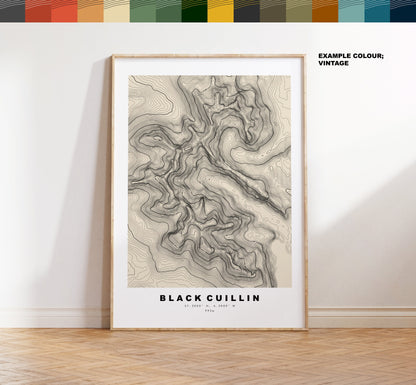 Black Cuillin Print - Contour Map - Black Cuillin Map - Scotland - Topographic Map - Print - Wall Art - Skye - Sgurr Alasdair - Topography