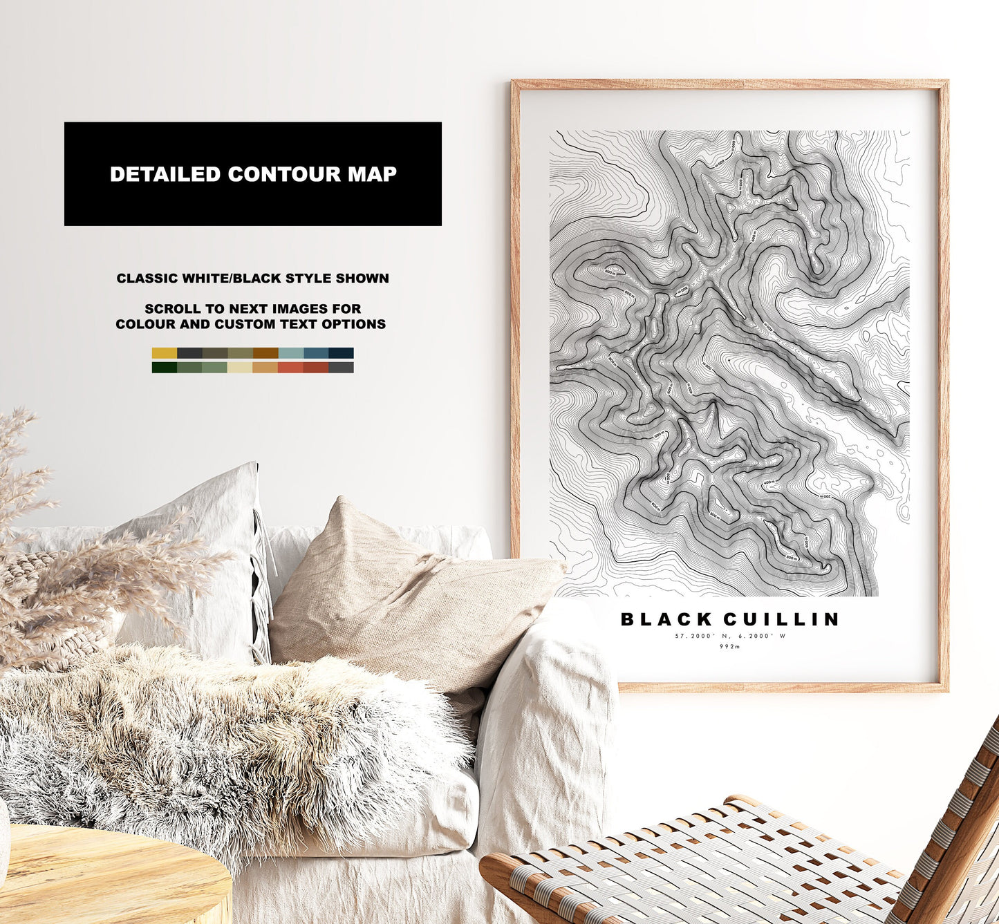 Black Cuillin Print - Contour Map - Black Cuillin Map - Scotland - Topographic Map - Print - Wall Art - Skye - Sgurr Alasdair - Topography