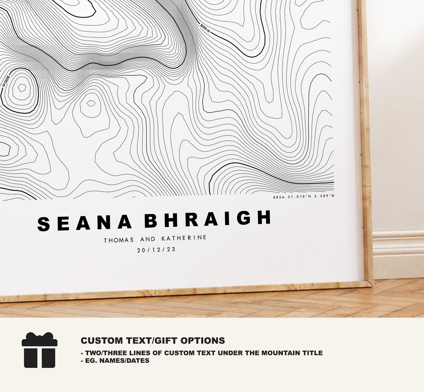 Seana Bhraigh Print - Contour Map - Seana Bhraigh Poster - Scotland - Topographic Map - Print - Wall Art - Map - Munros - Topography