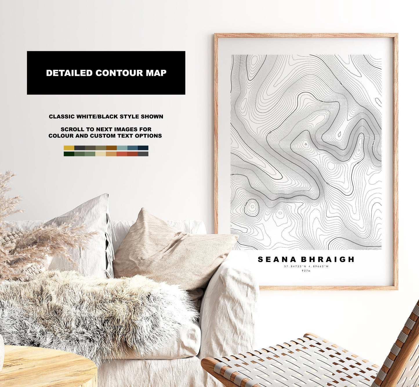 Seana Bhraigh Print - Contour Map - Seana Bhraigh Poster - Scotland - Topographic Map - Print - Wall Art - Map - Munros - Topography