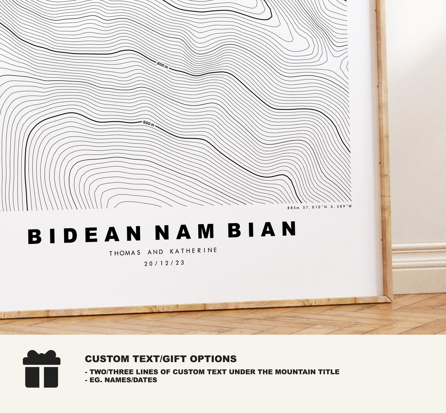 Bidean Nam Bian Print - Contour Map - Bidean Nam Bian Poster - Scotland - Topographic Map - Print - Wall Art - Map - Munros - Topography