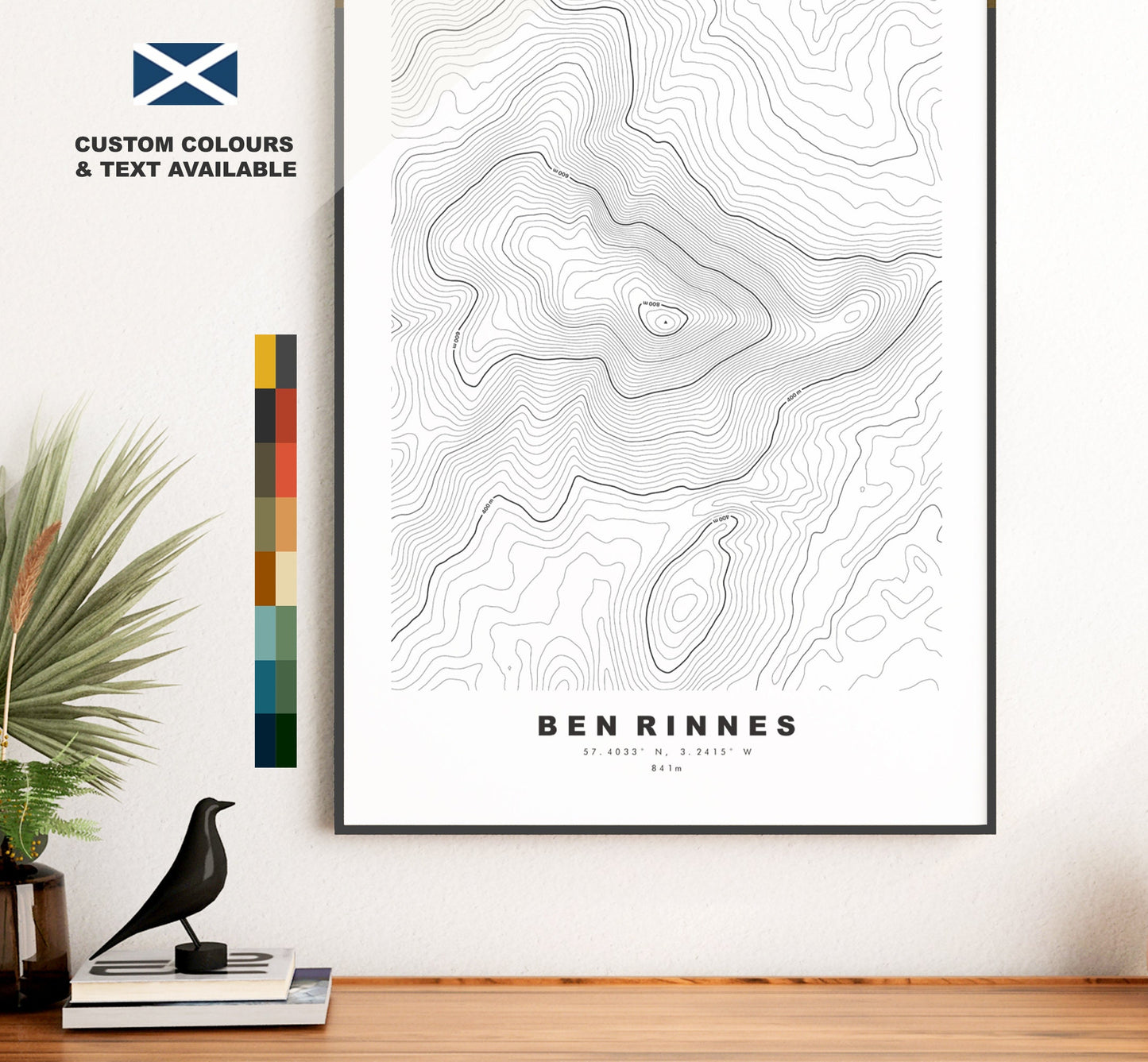 Ben Rinnes Print - Contour Map - Ben Rinnes Poster - Scotland - Topographic Map - Print - Wall Art - Ben Rinnes Map - Topography