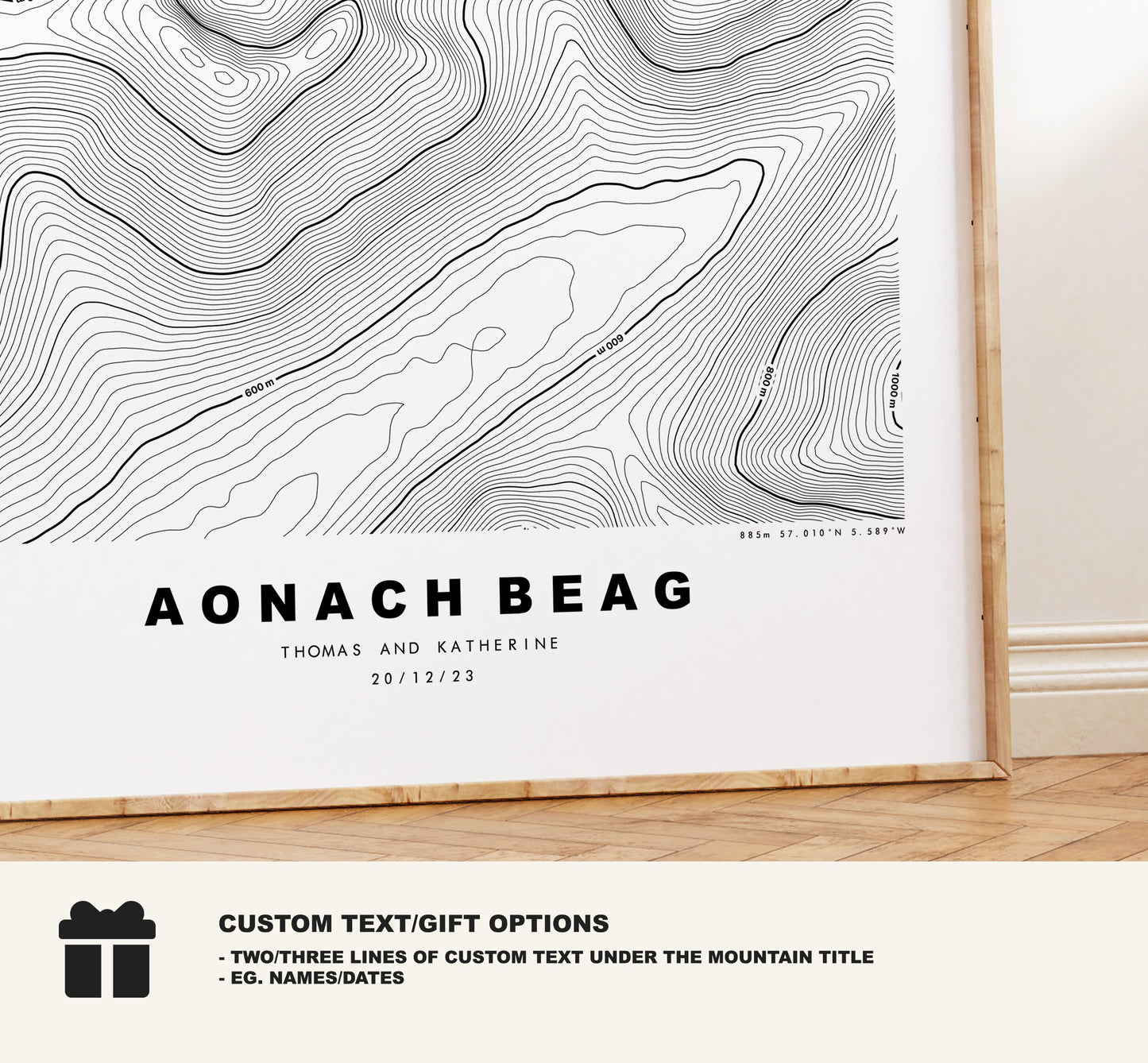 Aonach Beag Print - Contour Map - Aonach Beag Poster - Scotland - Topographic Map - Print - Wall Art - Aonach Beag Map - Munros - Topography