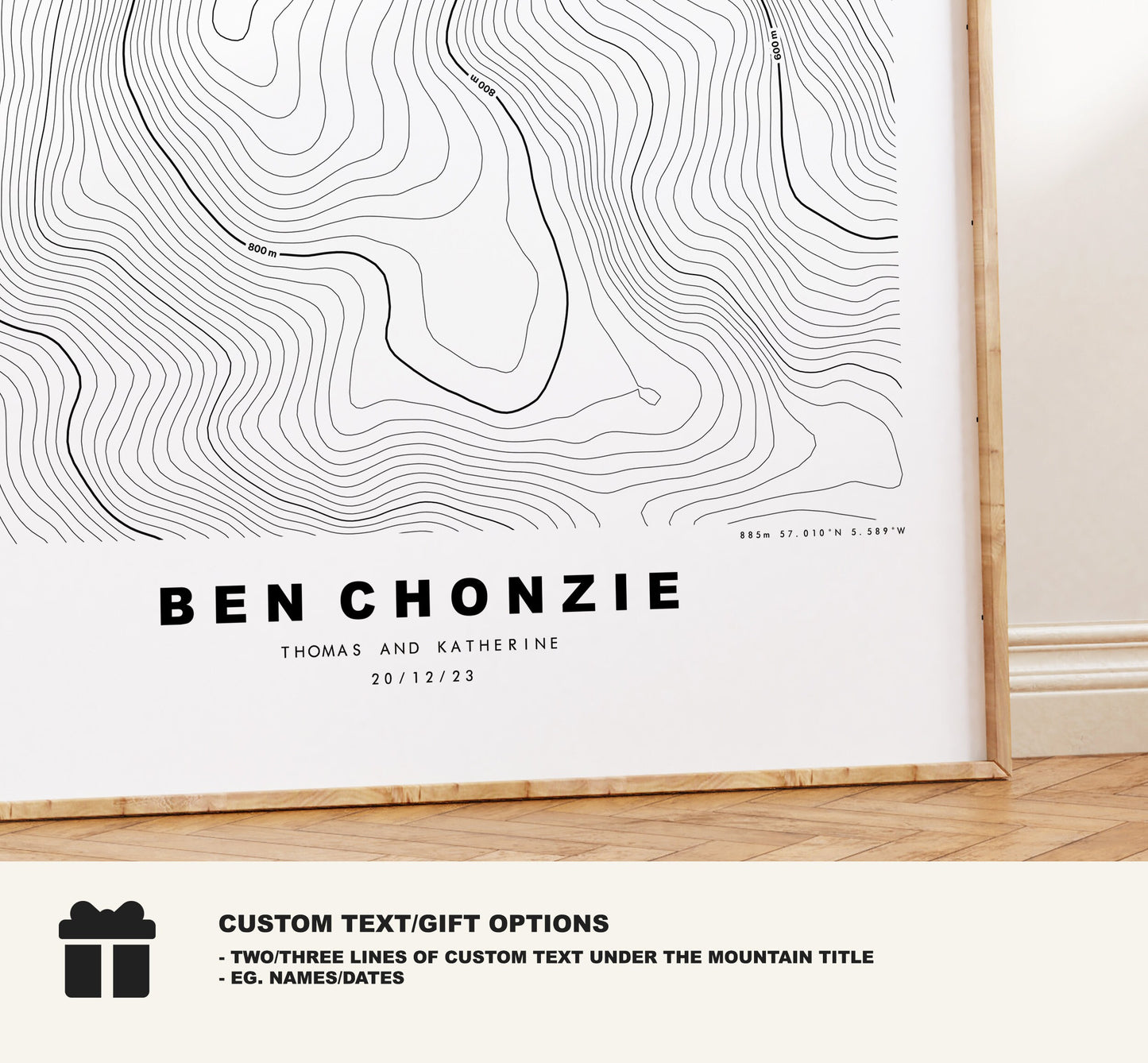 Ben Chonzie Print - Contour Map - Ben Chonzie Poster - Scotland - Topographic Map - Print - Wall Art - Ben Chonzie Map - Munros - Topography