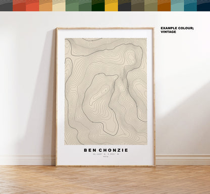 Ben Chonzie Print - Contour Map - Ben Chonzie Poster - Scotland - Topographic Map - Print - Wall Art - Ben Chonzie Map - Munros - Topography