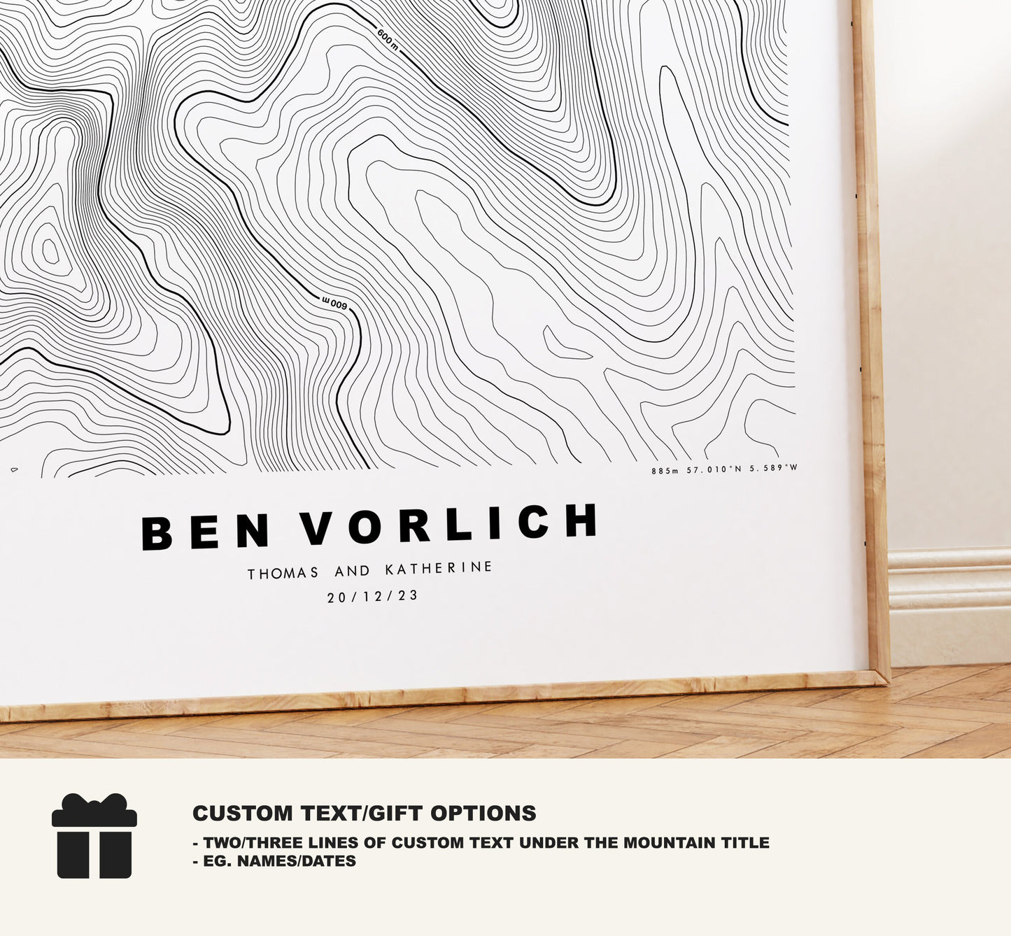 Ben Vorlich Print - Contour Map - Ben Vorlich Poster - Scotland - Topographic Map - Print - Wall Art - Ben Vorlich Map - Munros - Topography