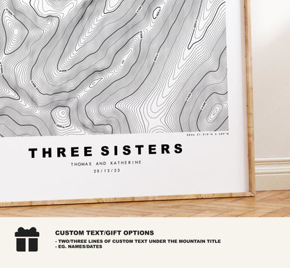 Three Sisters of Glencoe Print - Contour Map - Merrick Poster - Scotland - Topographic Map - Print - Wall Art - Bidean Nam Bian - Glencoe