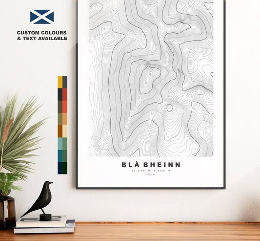 Bla Bheinn Print - Contour Map - Bla Bheinn Poster - Scotland - Topographic Map - Print - Wall Art - Bla Bheinn Map - Blaven - Isle of Skye