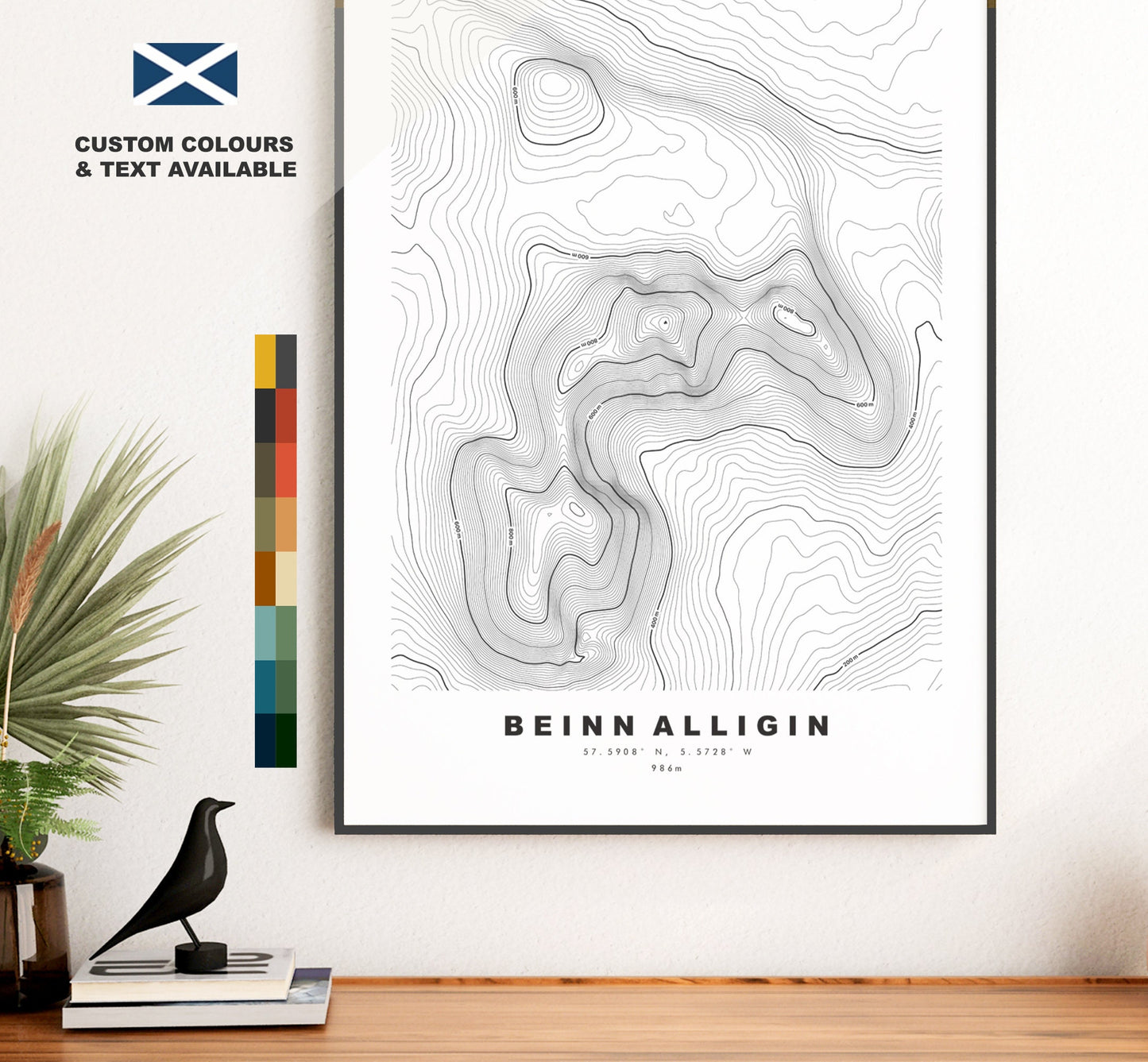 Beinn Alligin Print - Contour Map -  Beinn Alligin Poster - Scotland - Topographic Map - Print - Wall Art - Beinn Alligin Map - Torridon