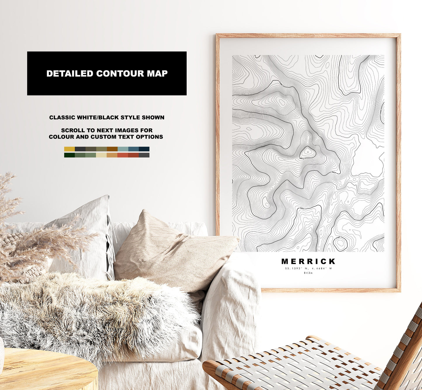 Merrick Print - Contour Map - Merrick Poster - Scotland - Topographic Map - Print - Wall Art - Galloway Hills - Awful Hand - Map