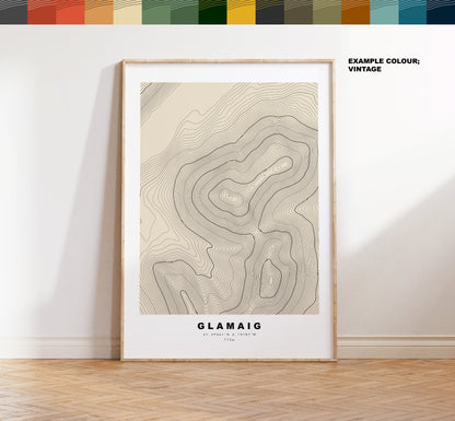 Glamaig Print - Contour Map - Glamaig Poster - Scotland - Topographic Map - Print - Wall Art - Isle of Skye - Red Hills - Glamaig