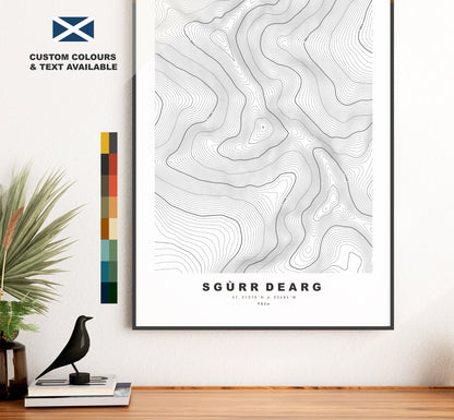 Inaccessible Pinnacle Print - Contour Map - Sgurr Dearg Poster - Scotland - Topographic Map - Print - Wall Art - Skye - Topography