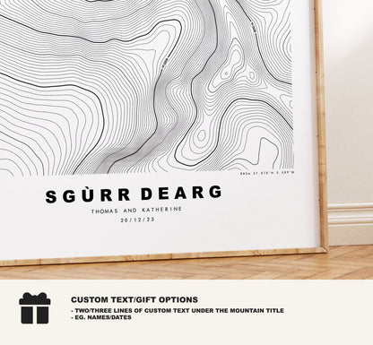 Inaccessible Pinnacle Print - Contour Map - Sgurr Dearg Poster - Scotland - Topographic Map - Print - Wall Art - Skye - Topography