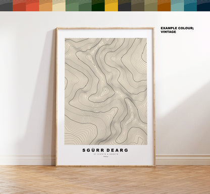 Inaccessible Pinnacle Print - Contour Map - Sgurr Dearg Poster - Scotland - Topographic Map - Print - Wall Art - Skye - Topography