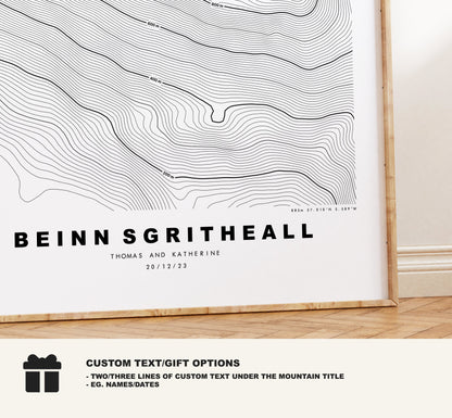 Beinn Sgritheall Print - Contour Map - Beinn Sgritheall Poster - Scotland - Topographic Map - Print - Wall Art - Beinn an Sgrithill Map