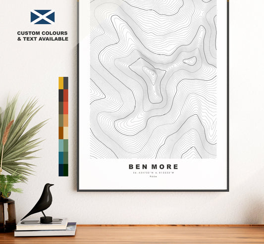 Ben More Print (Mull) - Contour Map - Ben More Poster - Scotland - Topographic Map - Wall Art - Beinn Mhòr - Highlands - Breadalbane