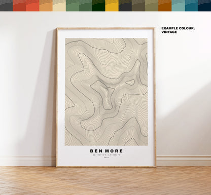 Ben More Print (Mull) - Contour Map - Ben More Poster - Scotland - Topographic Map - Wall Art - Beinn Mhòr - Highlands - Breadalbane