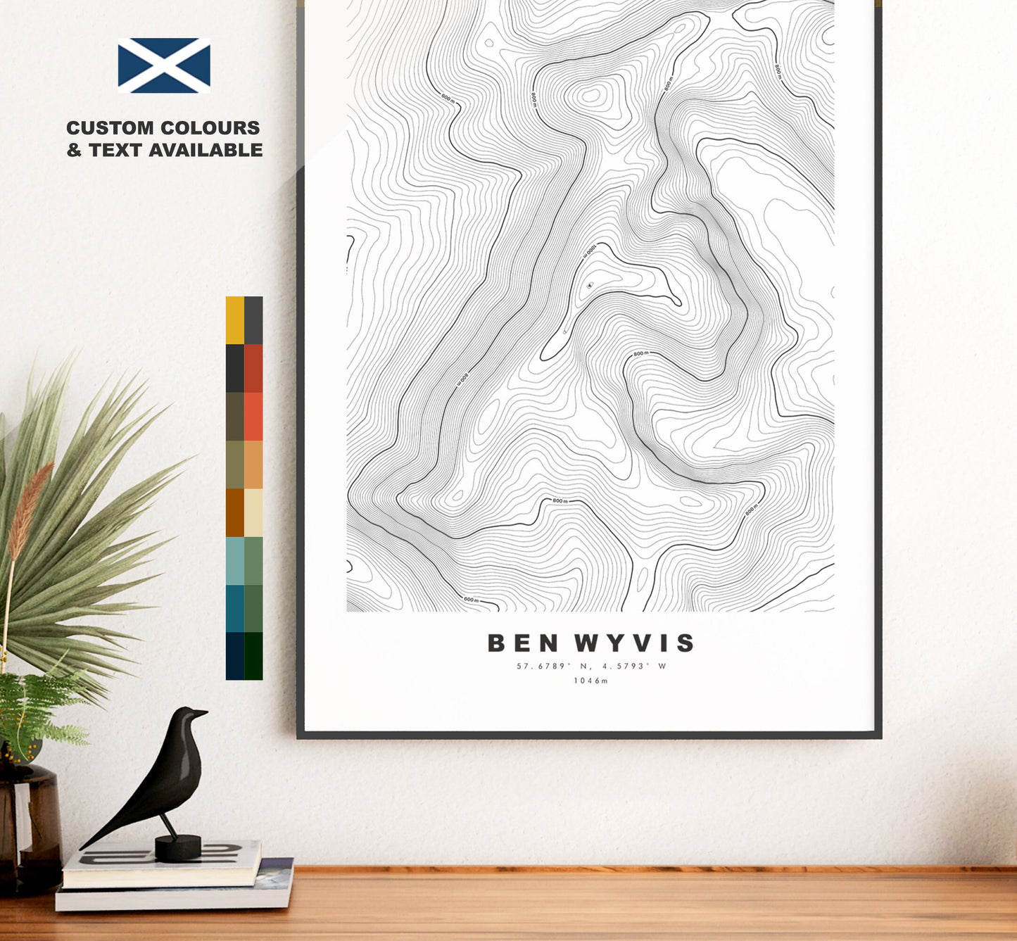 Ben Wyvis Print - Contour Map - Glas Leathad Mor Poster - Scotland - Topographic Map - Print - Wall Art - Ben Wyvis Contour Map