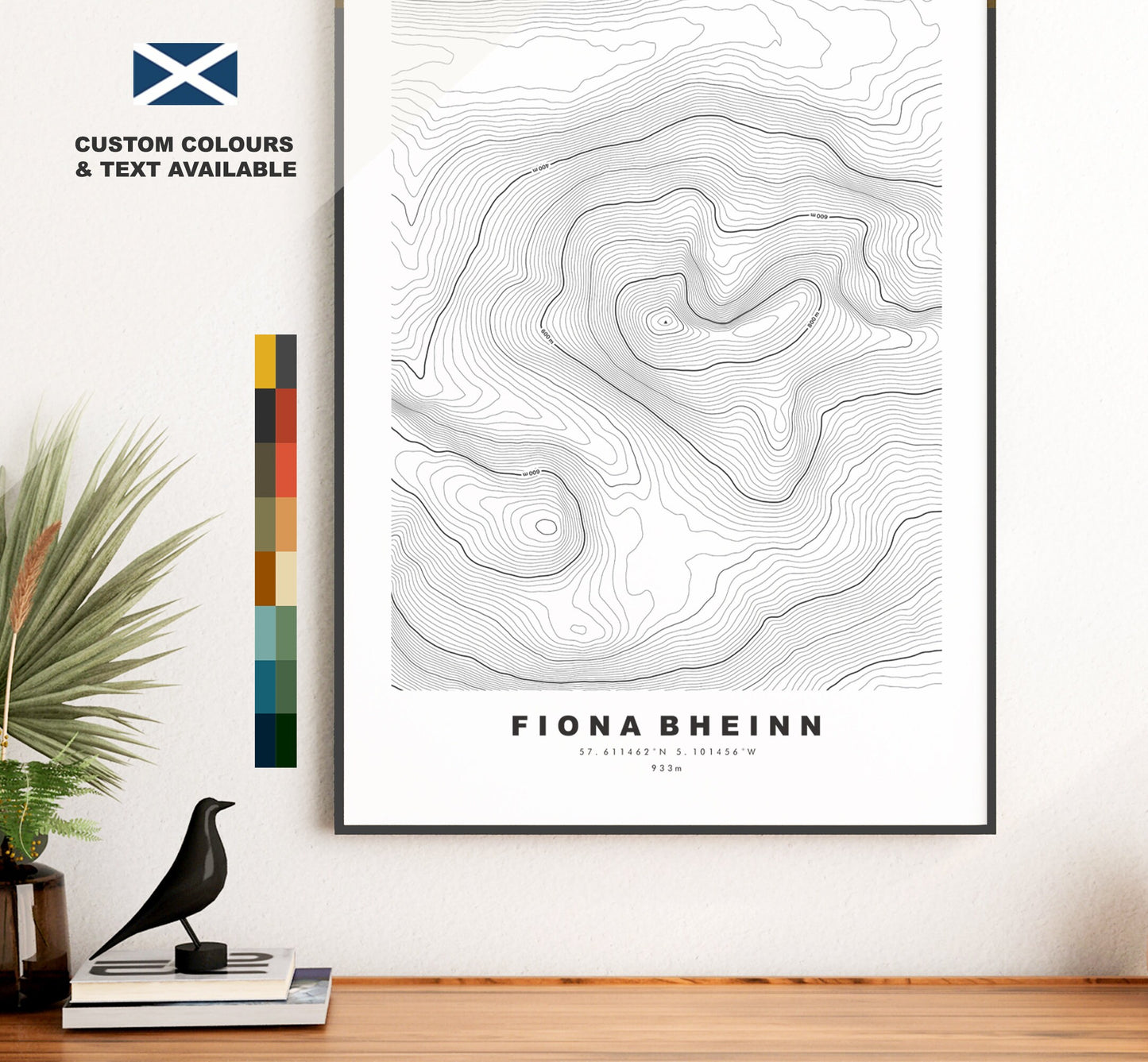 Fiona Bheinn Print - Contour Map - Fiona Bheinn Poster - Scotland - Topographic Map - Print - Wall Art - Fiona Bheinn Map