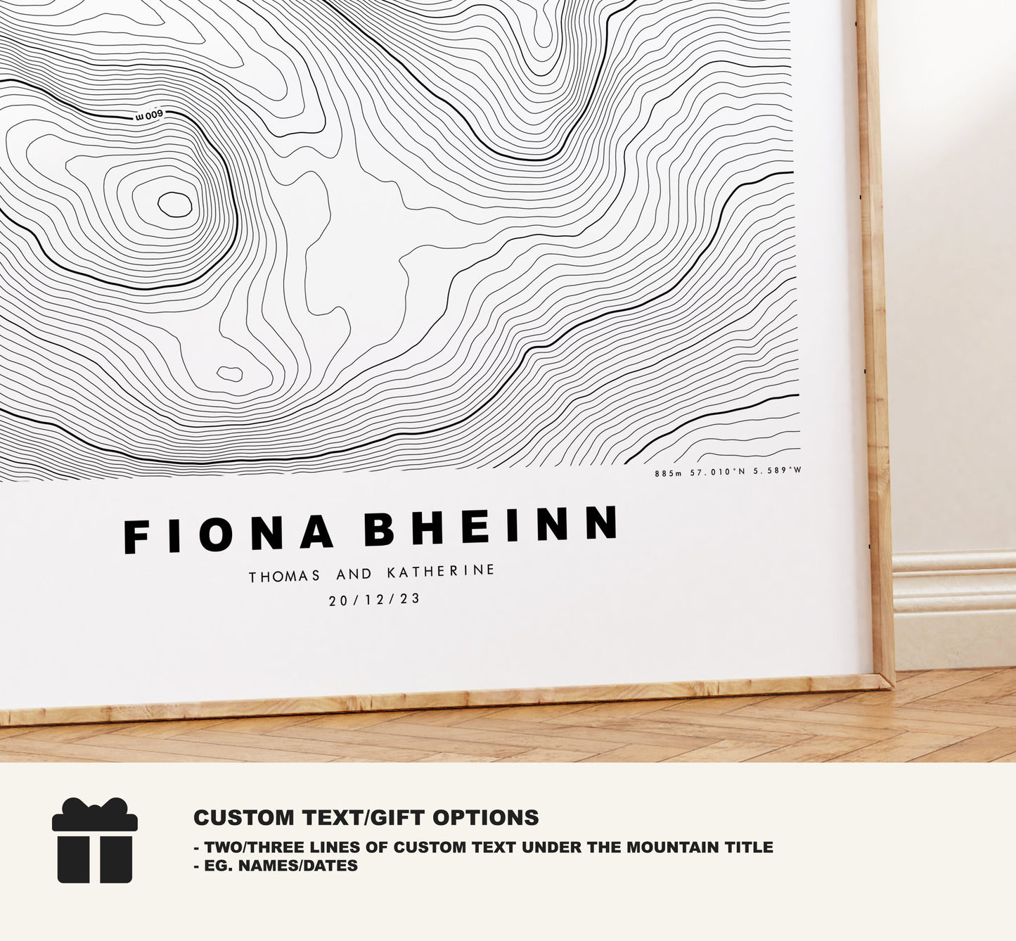 Fiona Bheinn Print - Contour Map - Fiona Bheinn Poster - Scotland - Topographic Map - Print - Wall Art - Fiona Bheinn Map