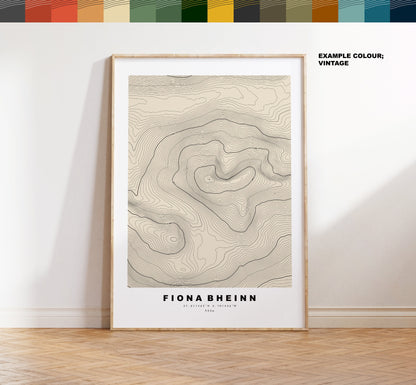 Fiona Bheinn Print - Contour Map - Fiona Bheinn Poster - Scotland - Topographic Map - Print - Wall Art - Fiona Bheinn Map