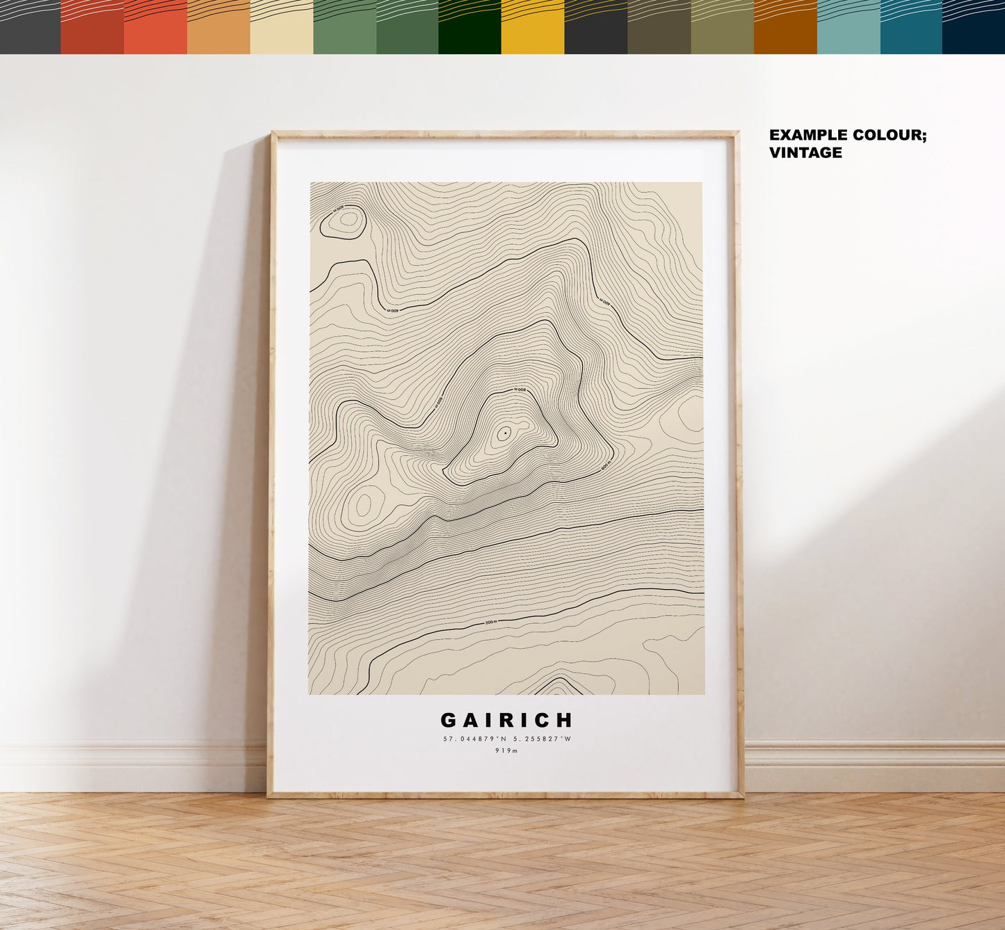 Gairich Print - Contour Map - Sgùrr Ghairich Poster - Scotland - Topographic Map - Print - Wall Art - Sgurr Gairoch Map