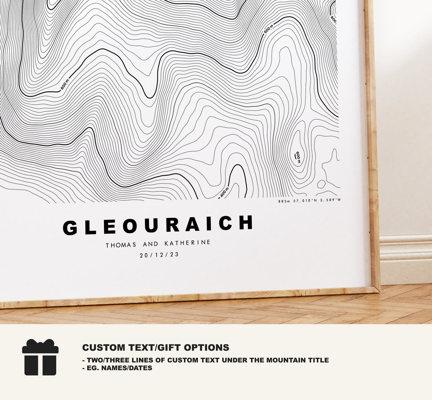 Gleouraich Print - Contour Map - Gleouraich Poster - Scotland - Topographic Map - Print - Wall Art - Gleadhraich Map