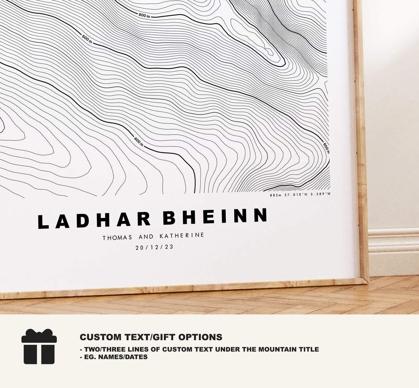 Ladhar Bheinn Print - Contour Map - Ladhar Bheinn Poster - Scotland - Topographic Map - Print - Wall Art - Ladhar Bheinn Map