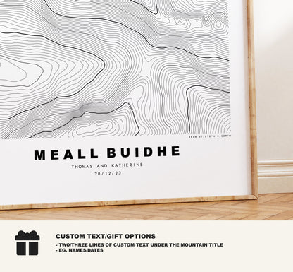 Meall Buidhe Print - Contour Map - Meall Buidhe Poster - Scotland - Topographic Map - Print - Wall Art - Meall Buidhe, Glen Lyon Map